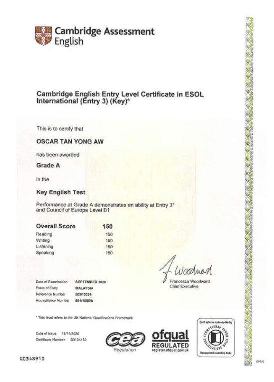 A2 Key Certificate