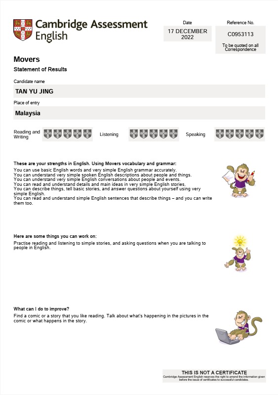 Movers Certificate