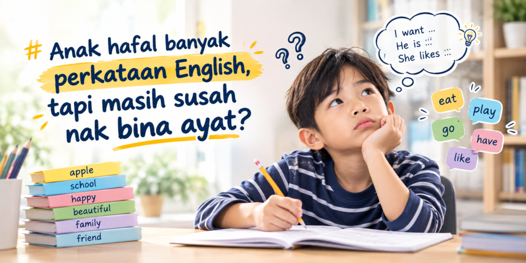 Anak hafal banyak perkataan English, tapi masih susah nak bina ayat?